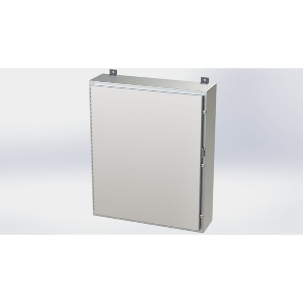 Padlockable Hasp Electrical Enclosures, 36 in H, 8 in D, 30 in W, NEMA 4X, 316 Stainless Steel
